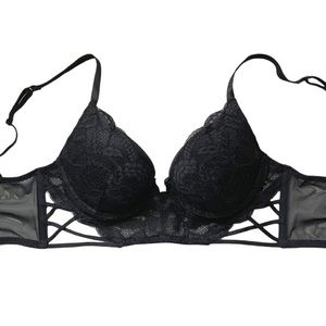La Senza Black Strapy Lace Push Up Bra 32C